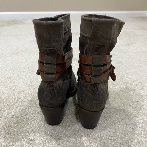 Frye Women Jane Strappy Short Ankle Boot Suede Leather Pull On Size 5.5 B Gray, - Picture 8 of 16